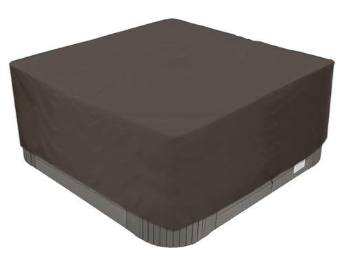 BaCover Quadratische Whirlpool-Abdeckung, 210D Oxford-Gewebe Wasserdicht Outdoor Spa Staubschutz Poolabdeckung,Kaffee,200x200x85cm