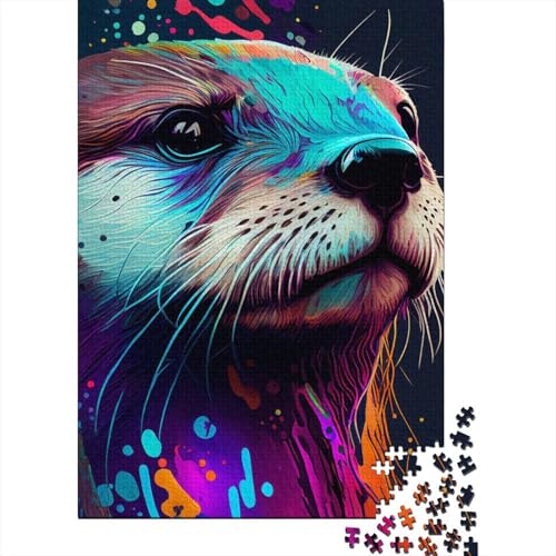 1000-teiliges Puzzle für Erwachsene Teenager, Otter-Farbe, Holzpuzzle für Erwachsene, Puzzle, praktisches Spiel, Familiendekoration, 75 x 50 cm