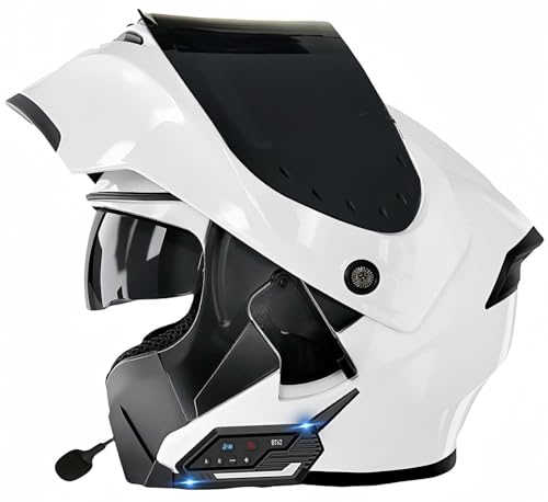 Modularer Bluetooth-Motorradhelm, modulare Integral-Klapphelme für Männer und Frauen mit integriertem Lautsprecher-Doppelvisier, ECE-zugelassener Integral-Klapphelm C,L56-57CM