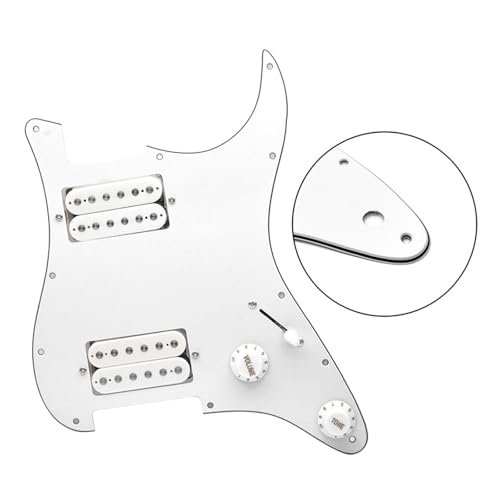 Schlagbrett Tonabnehmer für E Gitarre Elektrische Gitarre Pickup Panel ST SQ HH Elektrische Gitarre Schlagbrett Vordere Abdeckung Verdrahtung Montage Perle Farbe(White panel-white pickup)