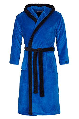 Di Ficchiano Herren MONZA Bademantel mit Kapuze Morgenmantel Herren Nachtwäsche Saunamantel Öko-Tex Standard 100 verifiziert - 4 XL, Blue Black