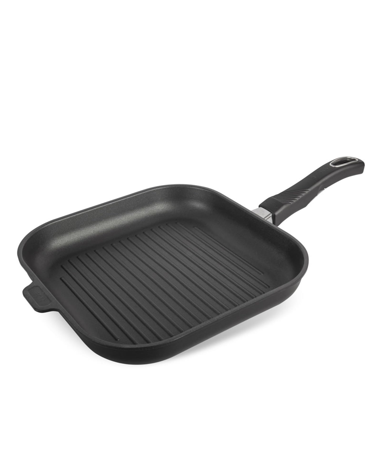 Original Gundel GUSS-QUADRAT-GRILLPFANNE flach, 28 x 28 cm, Höhe 4 cm, BIOTAN-Oberfläche, fester Stiel