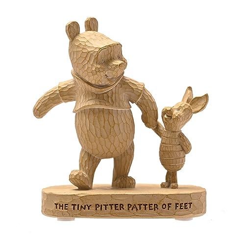 Disney Winnie Puuh Figur aus Kunstharz, Holzoptik, "The Tiny Pitter Patter Of Feet"