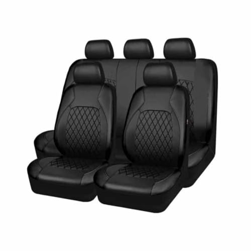 Auto Sitzbezüge Sets Für Citroen C3 Aircross C4 Aircross C5 Aircross C5 Aircross S, 9 Stück Leder Set Sitzbezug Komplett-Set wasserdichte Autositzschoner Zubehör,A/9pcs Set Black