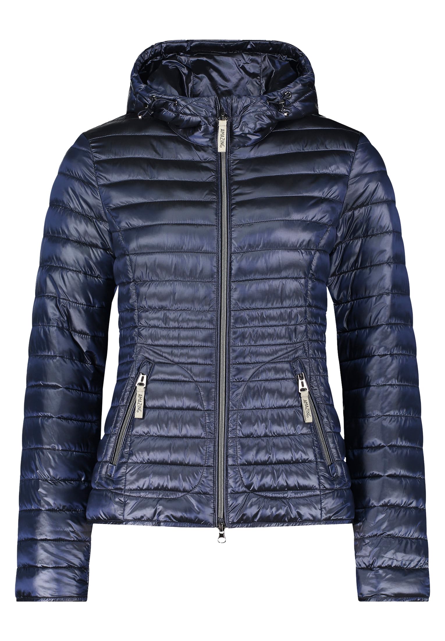 Cartoon Damen Steppjacke mit Kapuze dunkelblau,38