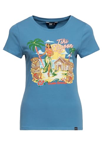 Queen Kerosin Damen T-Shirt | Printshirt | Kurzarmshirt | Hula | Tiki | Hawaii | Artwork | Print | Retro | Vintage | 50S | Rockabella Tiki Lagoon