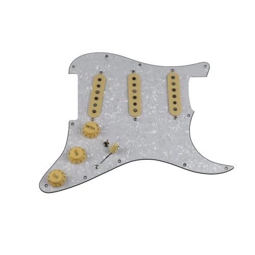 Schlagbrett Tonabnehmer für E Gitarre Loaded Pickguard Pickups Gitarre 5 Pickups SSS Single Coils Pickups/Gelb Pickup Abdeckungen Set(09)