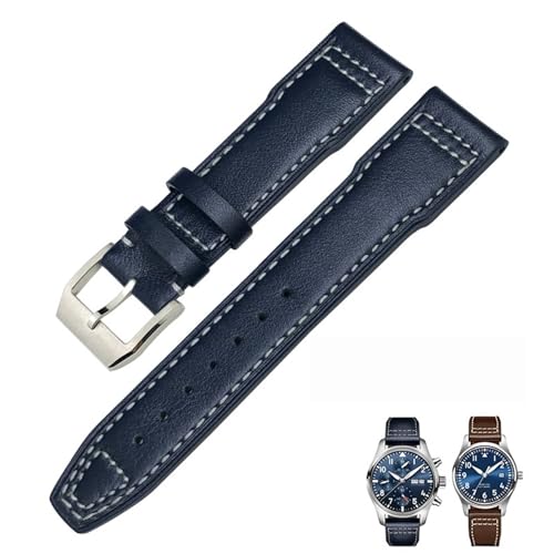 IOTUP 20 mm, 21 mm, 22 mm, Echtleder-Armband, passend für IWC-Pilotenuhr IW3777 Portofino Mark 18, schwarz, blau, braun, Herrenarmband, 21 mm, Achat