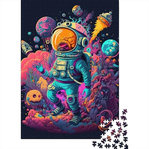 Astronaut im Weltraum-Puzzle für Erwachsene und Teenager, 1000-teiliges Puzzle für Erwachsene Teenager, Holzpuzzle für Erwachsene Teenager, 75 x 50 cm