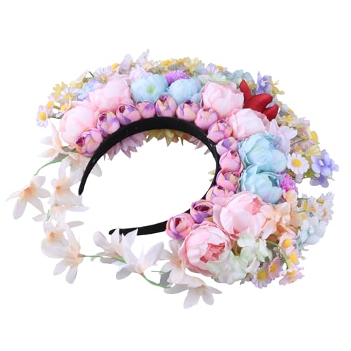 Buntes Blumen-Stirnband, Haarkranz, Hochzeit, Party, Kostüm, Kopfschmuck für Braut, Damen, modisches Haar-Accessoire, Blumen-Haarbänder