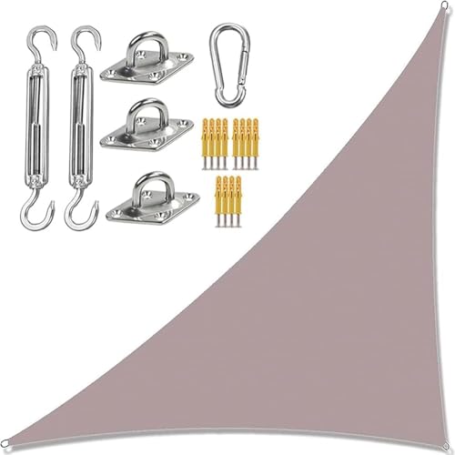 Dreieckiges Sonnensegel,Gartensegeldach mit Befestigungssatz,wasserdicht,UV-Block,rechtwinklige Gartensonnensegel,Sonnenschutzmarkisen,für Garten,Picknick oder Camping,Khaki,3 m x 3 m x 3 m