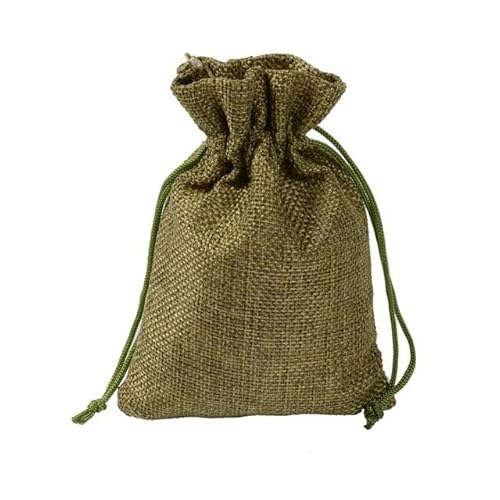 50 Teile/paket Mode Jute Kordelzug Jutebeutel Hochzeit Party Weihnachten Gefälligkeiten Geschenk Schmuck Hessische Sackbeutel Verpackung 5 Größen-armeegrün,10x14cm mabu,50pcs