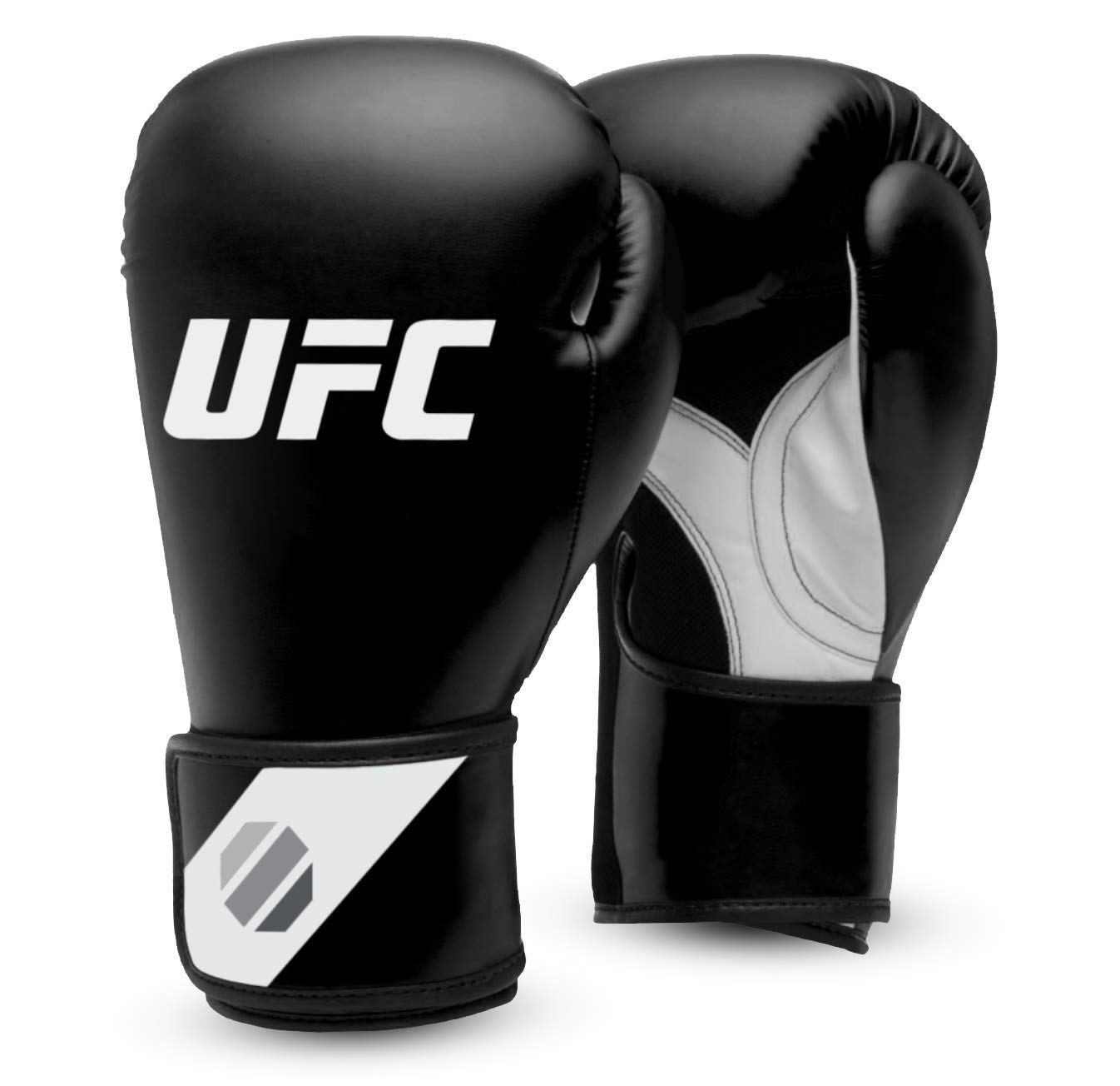 UFC Herren Fitness Training Glove Boxhandschuhe, Schwarz/Weiß/Silber, 14 oz