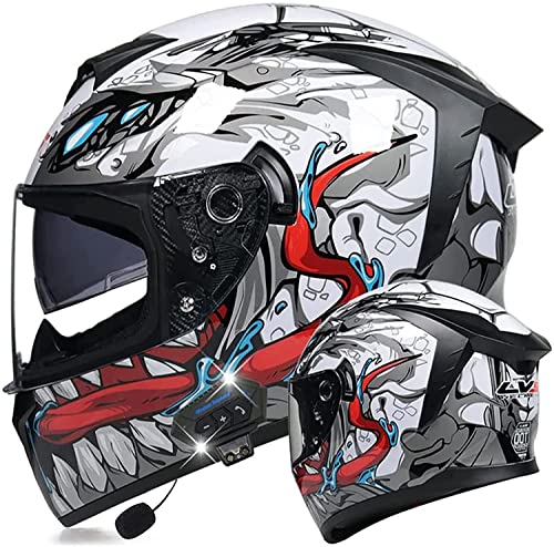 Motorrad Integrierter Bluetooth-Helm Motorrad-Klapphelm,ECE-Zugelassenen Modularen Klapphelmen Mit Doppelvisier Für Damen Herren Erwachsene,für Automatische Reaktion (Color : G, Größe : L=59-60cm)