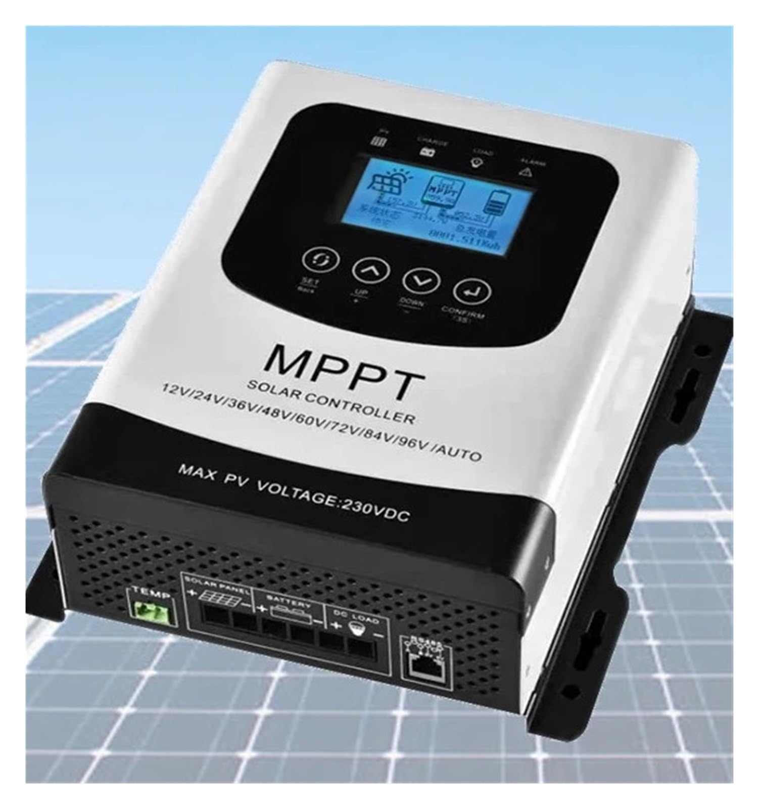 Solarregler, 230VDC 10A 20A 30A 40A 50A 60A 80A MPPT Solar Laderegler PV-Controller for 12V 24V 48V 60V 72V 96V Batterie(40A)