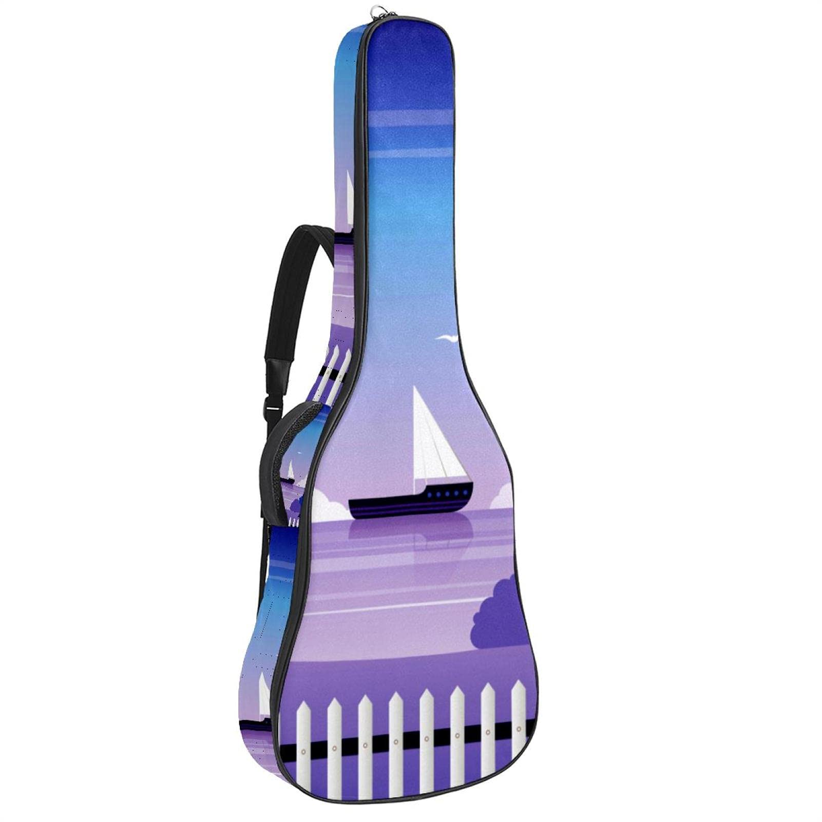 Akustikgitarre Tasche Dicke Polsterung Wasserdicht Dual Verstellbarer Schultergurt Gitarrenkoffer Gig Bag (Lighthouse Purple Cove)