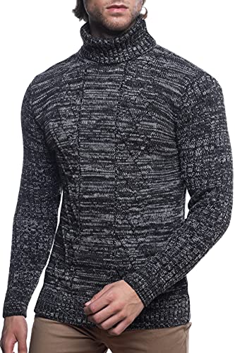 Karl's people Herren Strickpullover in verschieden Farben Rollkragenpullover 7489- Gr. S, Black