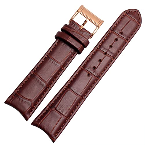 SCRUBY Echtes Leder -Uhrband für Bürger Seiko Armband 20mm Kurve End Kuh Leder schwarz blau braune Träger(Brown rosegold)