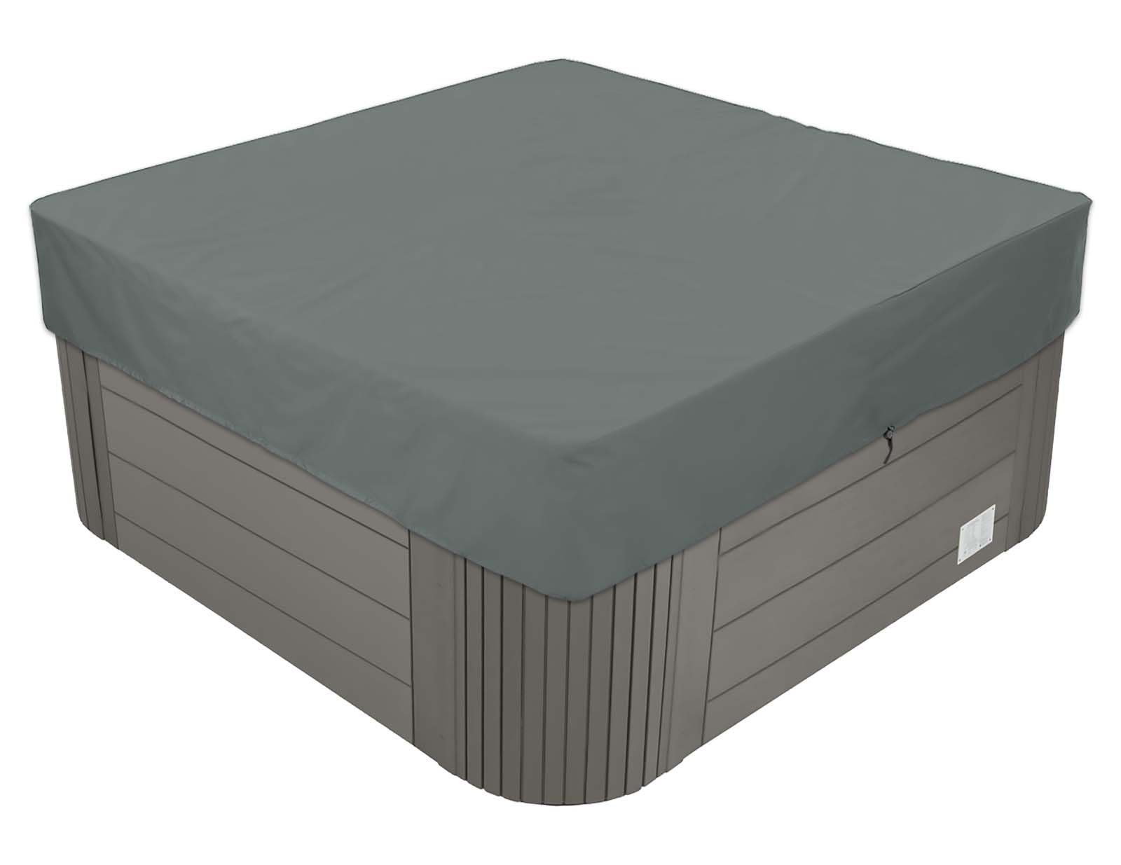 BaCover Quadratische Whirlpool-Abdeckung, 210D Oxford-Gewebe Wasserdicht Outdoor Spa Staubschutz Poolabdeckung,Grau,244x244x30cm