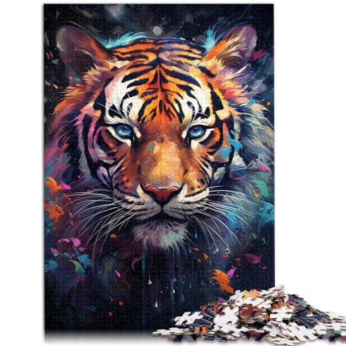 Puzzle, farbenfroher Psychedelischer kosmischer Tiger, 1000 große Teile, Puzzle für Erwachsene, Holzpuzzle, Weihnachts- und Geburtstagsgeschenke, 1000 Teile (50 x 75 cm)