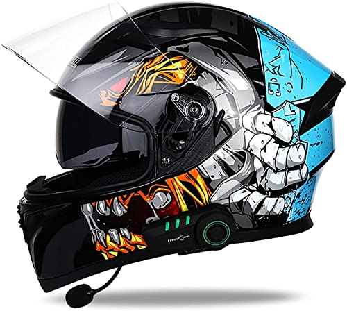 Integralhelm Helm Motorradhelm Mit Bluetooth-Headset und Klapphelm Doppelvisier Full face Motorrad Helm Klapphelm DOT/ECE Genehmigt Rollerhelm für Erwachsene Damen Herren