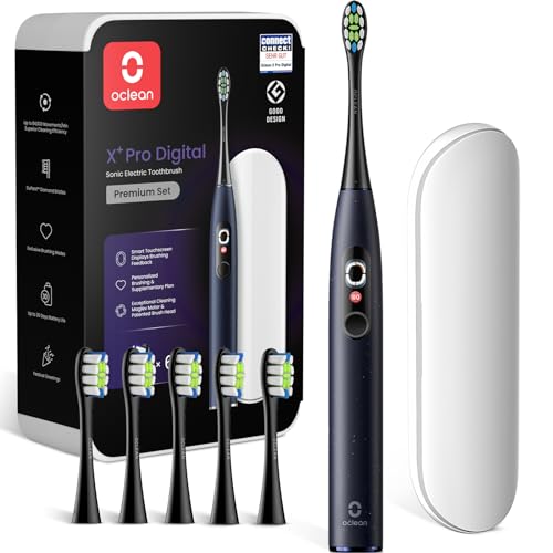 Oclean Schallzahnbürste X Series Pro Digital Travel Set mit Touch-Display, 6 Zahnbürstenköpfe mit Reiseetui, 3 Modi Elektrische Zahnbürste mit Timer & 30 Tage Akkulaufzeit, Sternlila