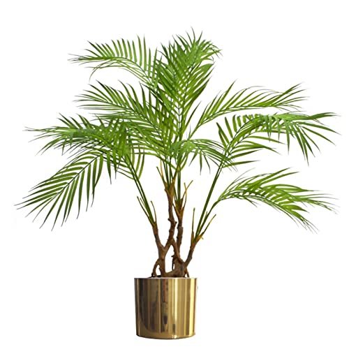 Leaf Große realistische künstliche Palme mit Blättern, Naturbelassener Areca 90 cm Gold