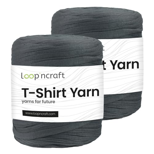 Textilgarn 2er-Set, Geräuchert, Loopncraft, 2 X 750g, T-Shirt Yarn, Recyling Garn