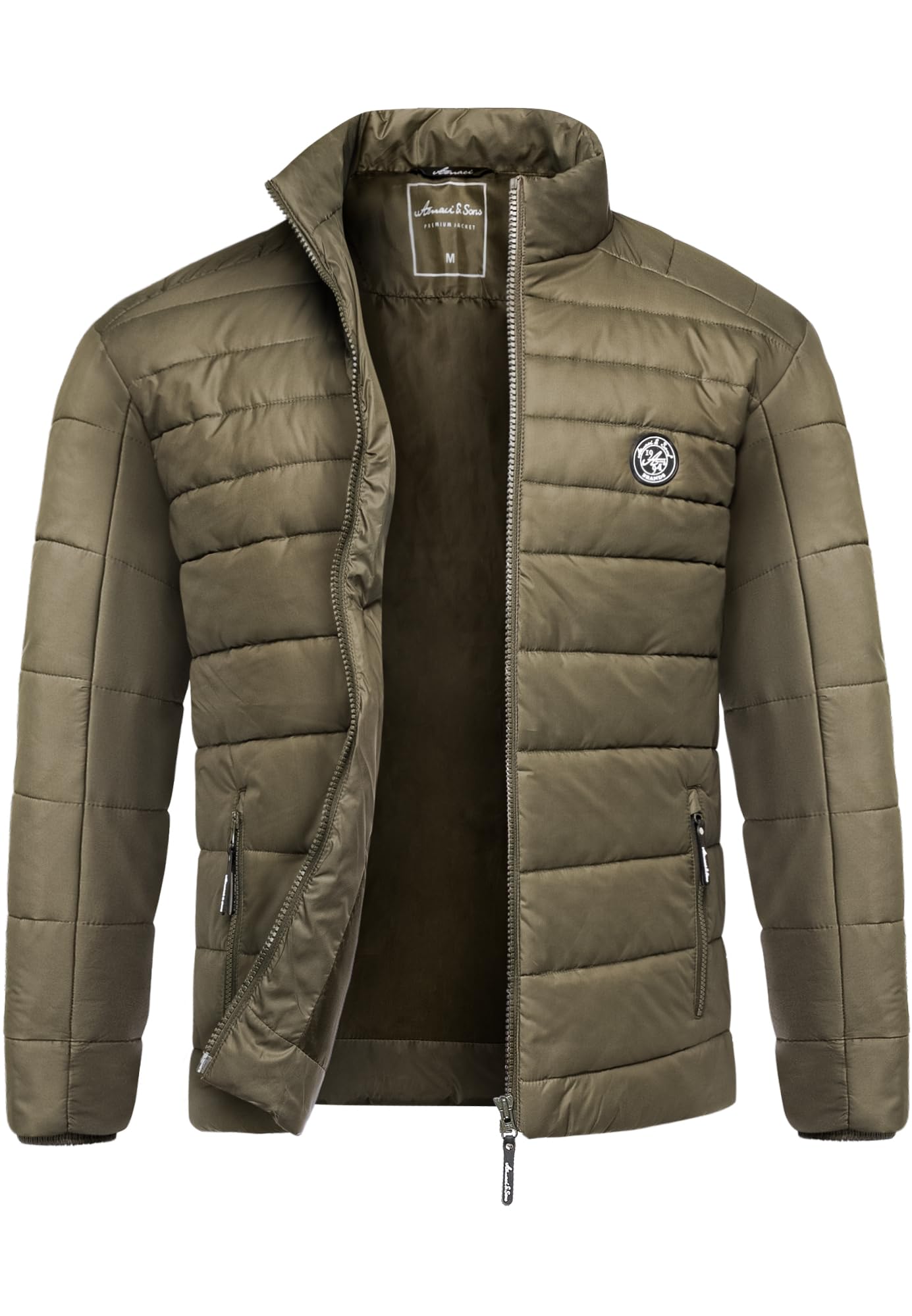 Amaci&Sons Herren Steppjacke Outdoor Basic Patch Jacke 9103 Olive S