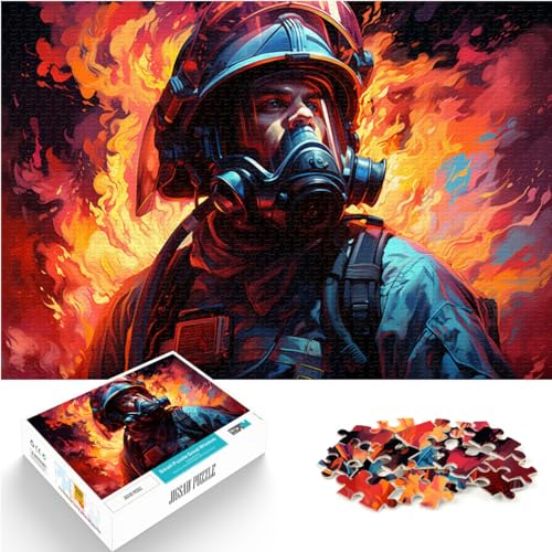 Spielgeschenk Puzzle Buntes psychedelisches Feuerwehrmann-Puzzle 1000 Teile Holzpuzzle Schwierige, schwere Puzzles für Frauen und Männer 1000 Teile (50 x 75 cm)