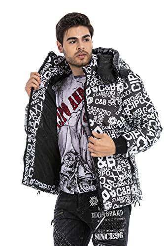 Cipo & Baxx Herren Winterjacke Steppjacke Kapuze Bomberjacke Jacke CM193 Schwarz L