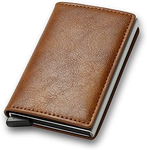 VSULZVNU Kartenetuis Kohlefaser Kartenhalter Herren Geldbörsen Geldtasche Reißverschluss Münzbörse Kleine Leder Mini Slim Wallets (Farbe: Schwarz)