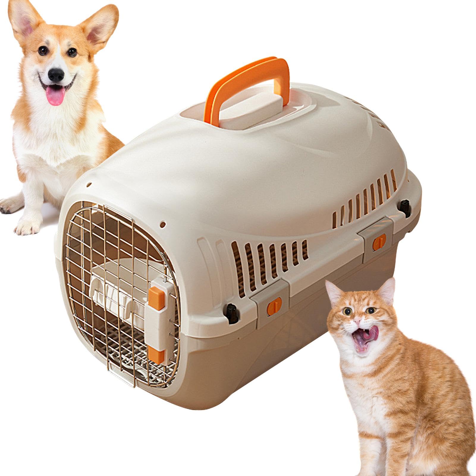 Transportbox für Haustiere, für Katzen, Hunde, Welpen, Kunststoff, waschbar, tragbar, Stresskäfig, Auto-Transportkäfig, robust, abnehmbar, Zubehör für den Außenbereich