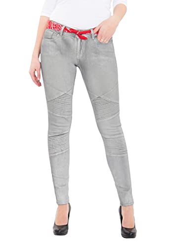 Queen Kerosin Damen Holly Fit Jeans, Grau, 28W / 34L