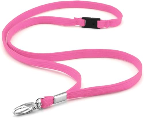 CKB LTD Premium Lanyards Umhängeband mit Breakaway und Drehgelenk Metall Clip für Ausweishalter Lanyard Einfarbig Rosa Packung mit 50