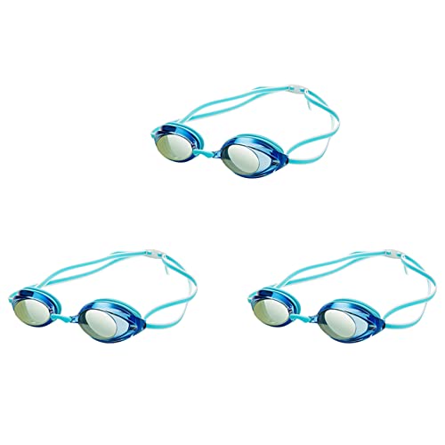 SICOSALT 3X Professionelle Schwimmbrille für Kinder Erwachsene Rennspiel Schwimmen Anti-Nebel Brille Schwimmbrille Lake Blue