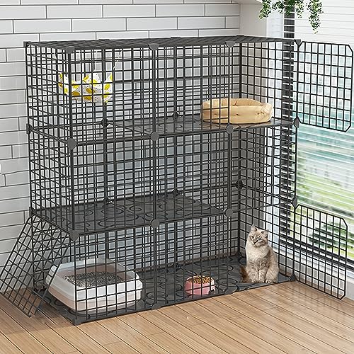 Katzenkäfig für den Innenbereich, Abnehmbarer Draht, Balkon, Katzenzucht, Meerschweinchenkäfig, Lebensraum für Kleintiere, Katzenbaum, ideal für 1–2 Katzen, Katzenzaun für den Auße