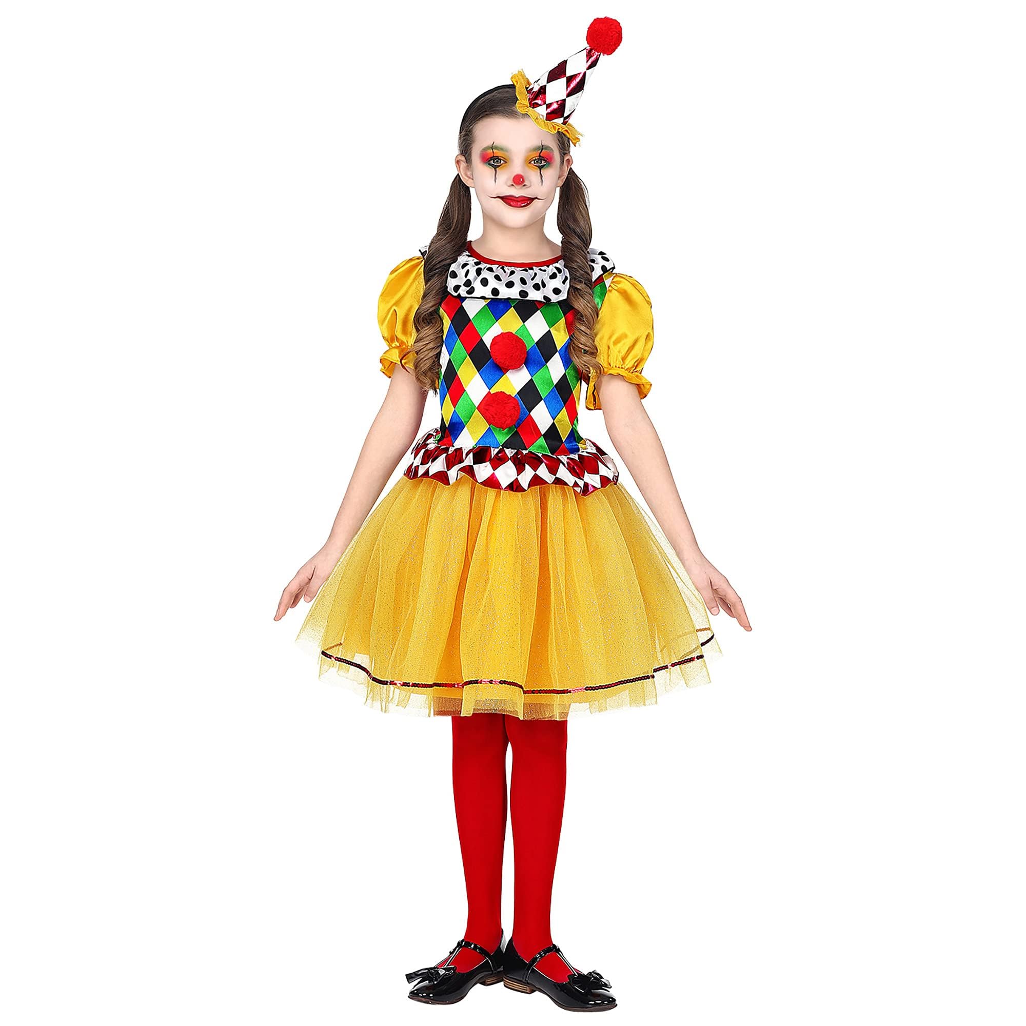 Widmann - Kinderkostüm Clown, Kleid mit Tutu, Minihut, Karneval, Mottoparty