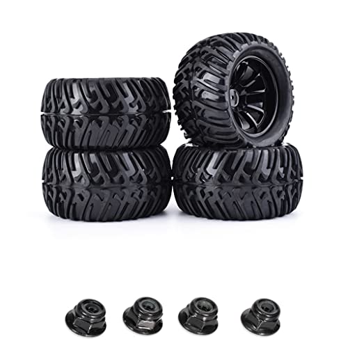 Fhsqwernm Realistisches Gummirad Reifen Set 4 Stück SCX10 D90 1/10 Modell Fernbedienungsspielzeug