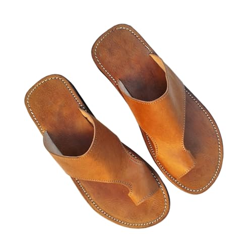 Herren Plus Size Sommer Casual Ring Toe Bunion Hausschuhe, Slip-On-Flip-Flops, Vordere Und Hintere Hohle Fischmaul-Quadratkopf-Outdoor-Sandalen, Für Orthopädische Plantarfasziitis (Color : Khaki, SI