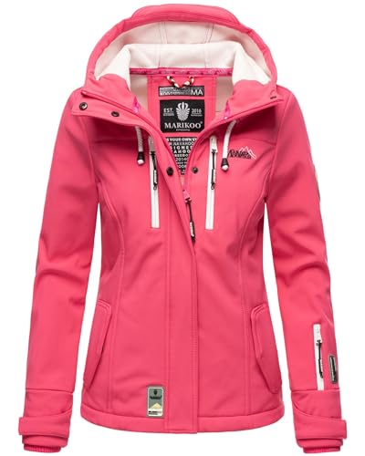 MARIKOO Damen Softshell Jacke Winterjacke wasserabweisend Outdoor B864 [B864-Kl.zicke-Pink-Gr.XL]