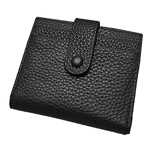 MEELYHOME Kurze Geldbörse für Damen, Leder, Kreditkartenhalter, schmaler Geldbörsen-Organizer, Schwarz , 10.5cm*9.5cm*1.5cm