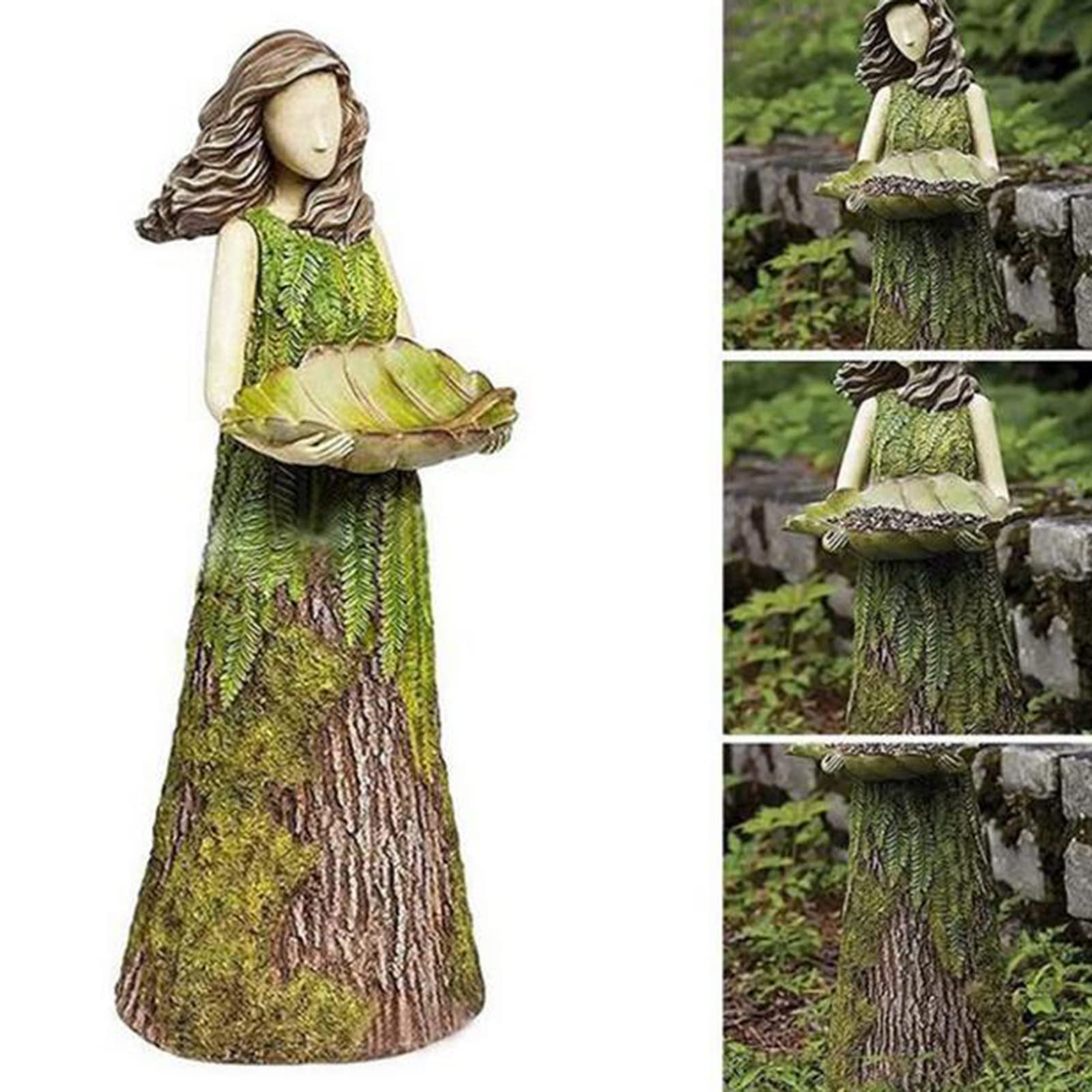 XQHD Forest Girl Garden Bird Feeder Resin Crafts Outdoor Garden Statue Garden Rasendekoration für Landschaftsbalkon, Garten, Terrasse, Veranda, Hof Art