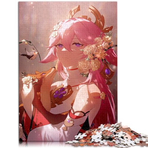 Puzzle als Geschenk, Genshin Impact Yae Miko, 1000 Puzzleteile für Erwachsene, Holzpuzzle, Familienspiele, Weihnachtsgeburtstagsgeschenke, 1000 Teile (50 x 75 cm)