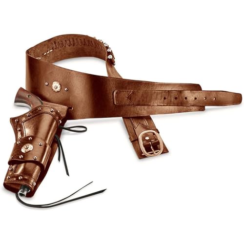 MDFCZXP Retro Leder Pistole Piraten Steinschloss Holster, Single Gun Halter, für Cosplay Kostüm Accessoire,Rot,20cm