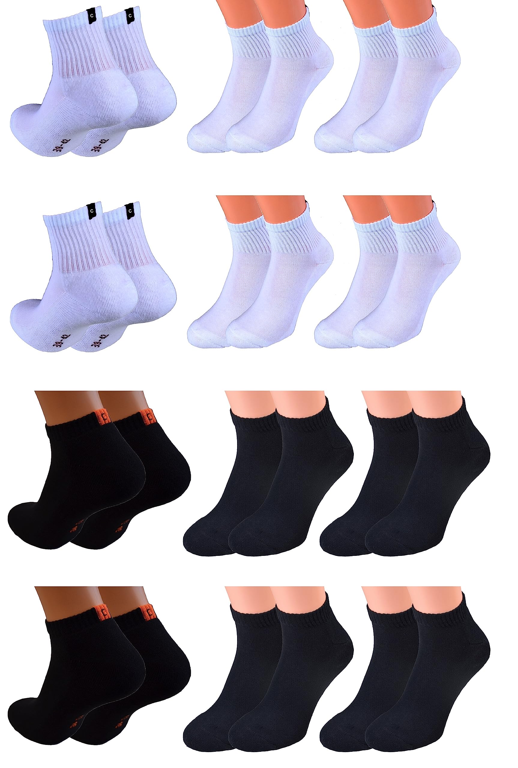 12 Paar Sport-Kurz-Socken, Kurzschaft mit Frotteesohle in schwarz und weiß Marke Cocain für Damen und Herren Gr. 39-42