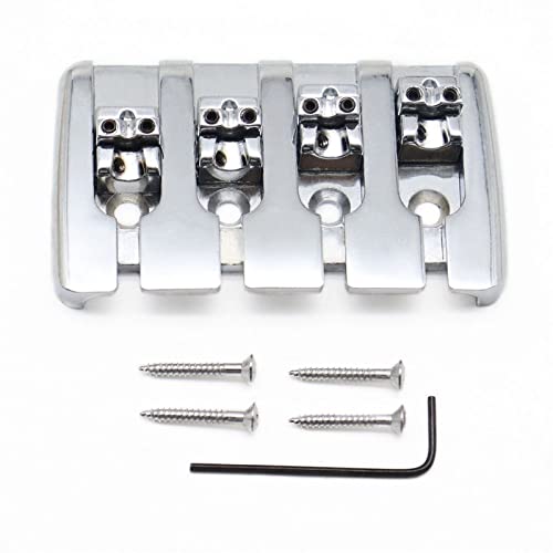 1Set E-Gitarren-Bridge 4 String Bass Gitarre Bridge Top Load Mit Schrauben Chrom/Schwarz Gitarrebrücke(1set Chrome)