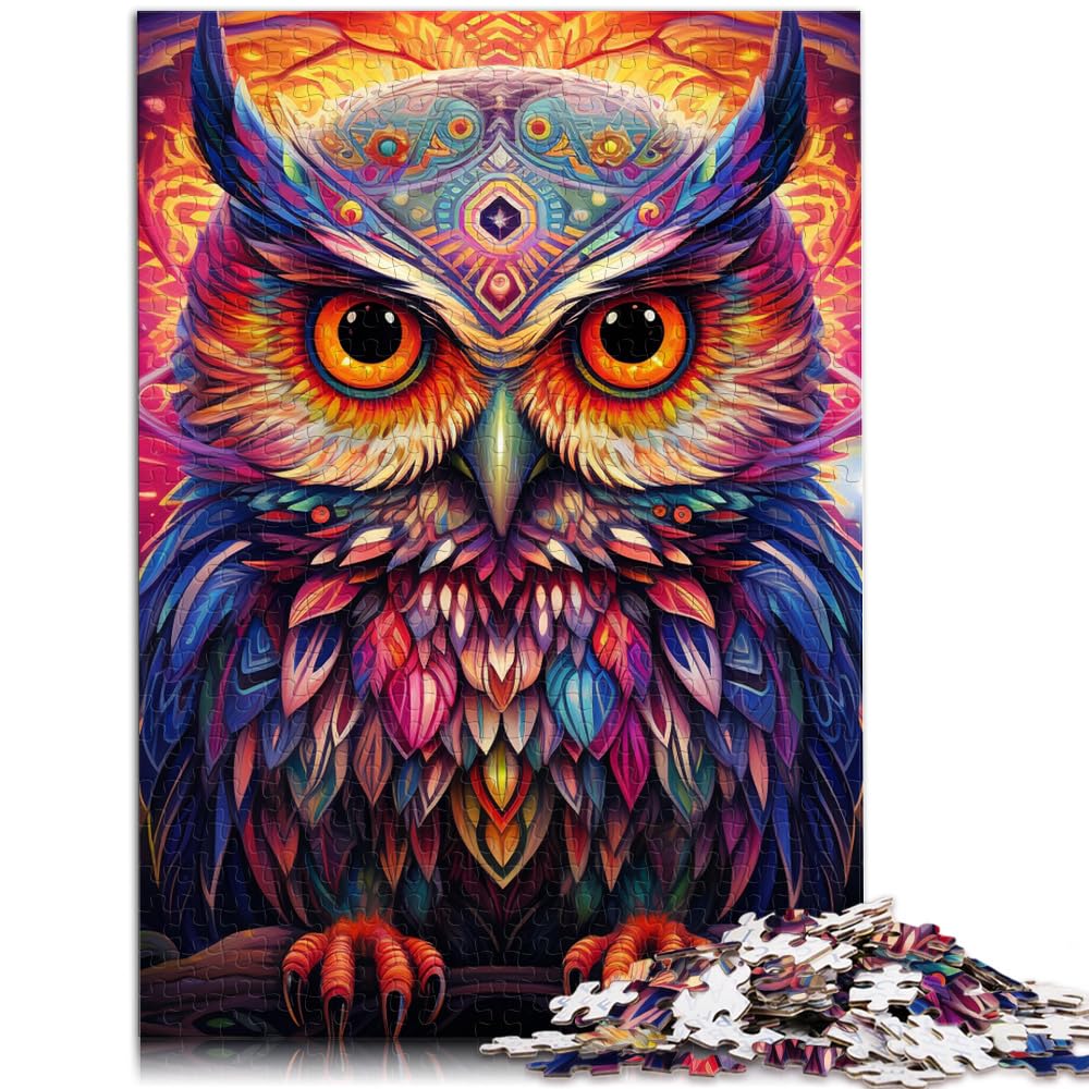 Puzzle mit Tiermotiv, Bunte Eulenkunst, Puzzle für Erwachsene, 1000 Teile, Holzpuzzle, schwieriges, schweres Puzzle für Frauen und Männer, 1000 Teile (50 x 75 cm)