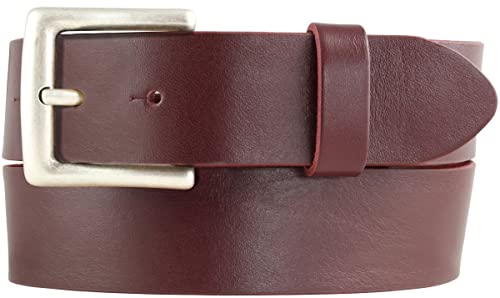 BELTINGER Jeansgürtel aus Vollrindleder mit altsilberner Gürtelschließe 4 cm | Jeans-Gürtel für Damen Herren 40mm | Leder-Gürtel | Bordeaux 110cm