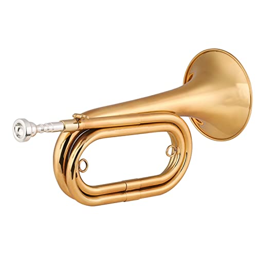 Messing-Bugle Rufen Vergoldete Trompete-Kavallerie-Horn Mit Mundstück Tragetasche Musikalisches Instrument Für Anfängerorchester